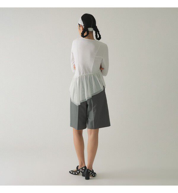 Ray BEAMS 「チュール キリカエ アシンメトリー ヘム Tシャツ」|Tシャツ・カットソー|