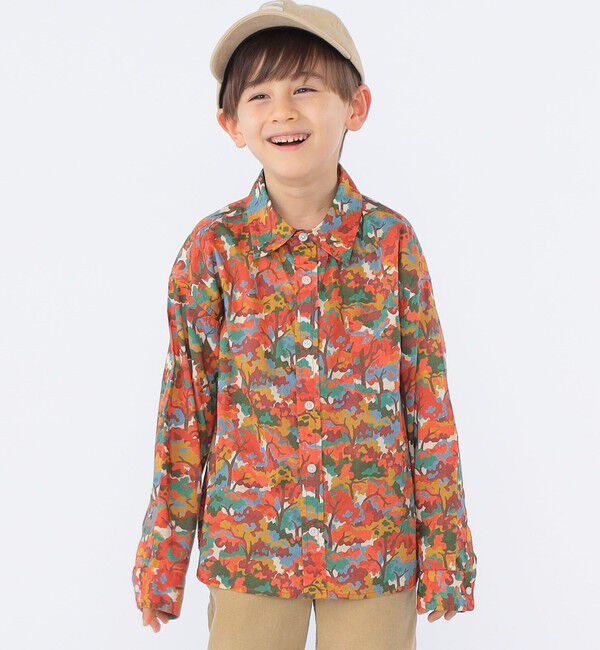 SHIPS KIDS「SHIPS KIDS:100～130cm / コンフォータブル 長袖 シャツ」|シャツ・ブラウス|オレンジ系
