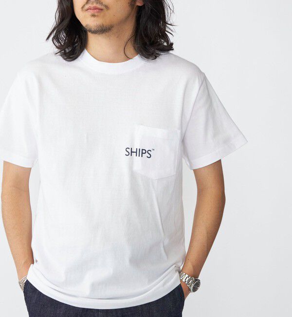 SHIPS「【WEB限定】SHIPS: SHIPSロゴ プリント ポケット Tシャツ」|Tシャツ・カットソー|
