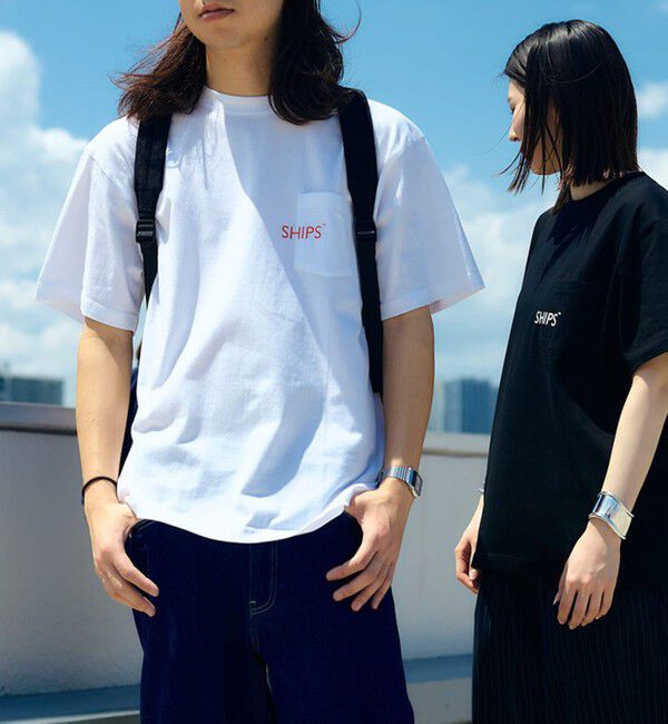 SHIPS「【WEB限定】SHIPS: SHIPSロゴ プリント ポケット Tシャツ」|Tシャツ・カットソー|レッド