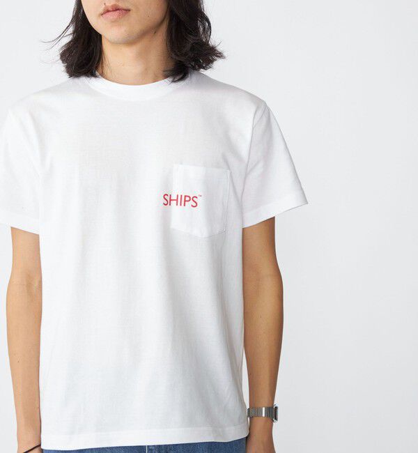 SHIPS「【WEB限定】SHIPS: SHIPSロゴ プリント ポケット Tシャツ」|Tシャツ・カットソー|