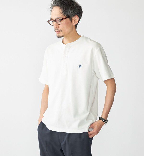 SHIPS「【WEB限定】SHIPS: メランジ カノコ ヘンリーネック Tシャツ (半袖)」|Tシャツ・カットソー|
