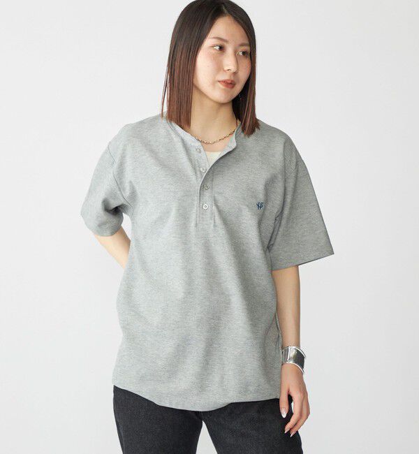 SHIPS「【WEB限定】SHIPS: メランジ カノコ ヘンリーネック Tシャツ (半袖)」|Tシャツ・カットソー|