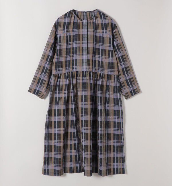 quaranciel「quaranciel:〈手洗い可能〉シアー チェック クルーネック ギャザー ワンピース」|ワンピース|
