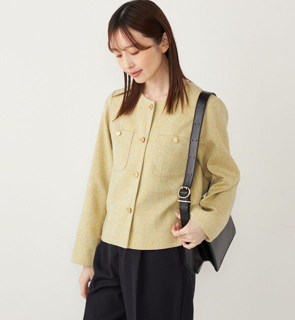 SHIPS Colors 「SHIPS Colors:〈手洗い可能〉ツイードライク クロップド ジャケット 3◇」|ノーカラージャケット|