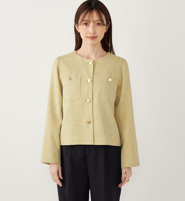 SHIPS Colors 「SHIPS Colors:〈手洗い可能〉ツイードライク クロップド ジャケット 3◇」|ノーカラージャケット|