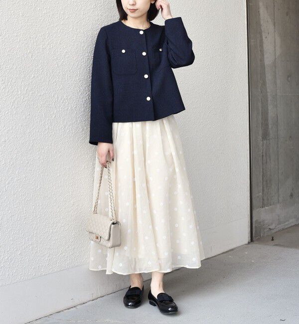 SHIPS Colors 「SHIPS Colors:〈手洗い可能〉ツイードライク クロップド ジャケット 3◇」|ノーカラージャケット|