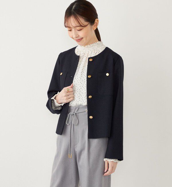 SHIPS Colors 「SHIPS Colors:〈手洗い可能〉ツイードライク クロップド ジャケット 3◇」|ノーカラージャケット|