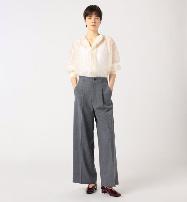 MACPHEE「ストレッチトロピカル ハイウエストパンツ」|スラックス|