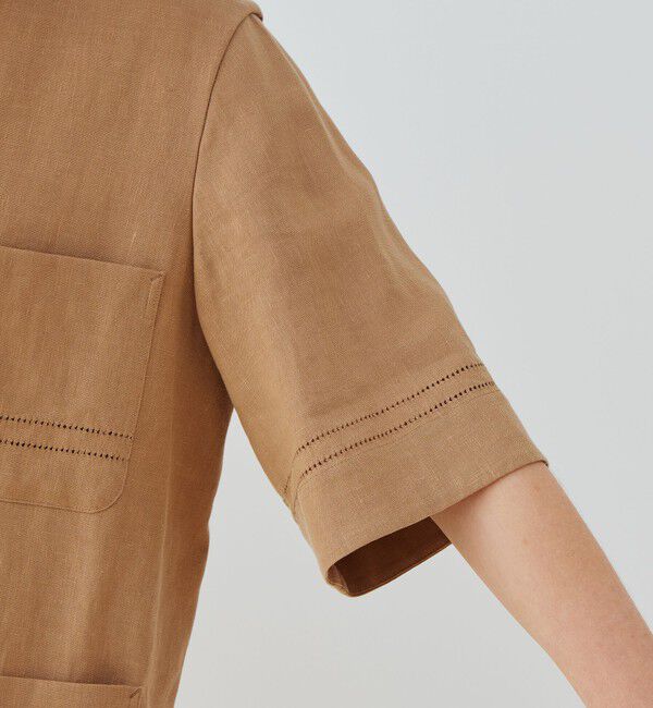 GALERIE VIE「リブコンビフレンチリネン ハーフスリーブジャケット」|ノーカラージャケット|