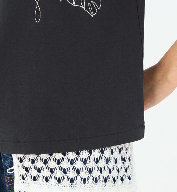 MACPHEE「ボタニカルエンブロイダリー ハーフスリーブTシャツ」|Tシャツ・カットソー|