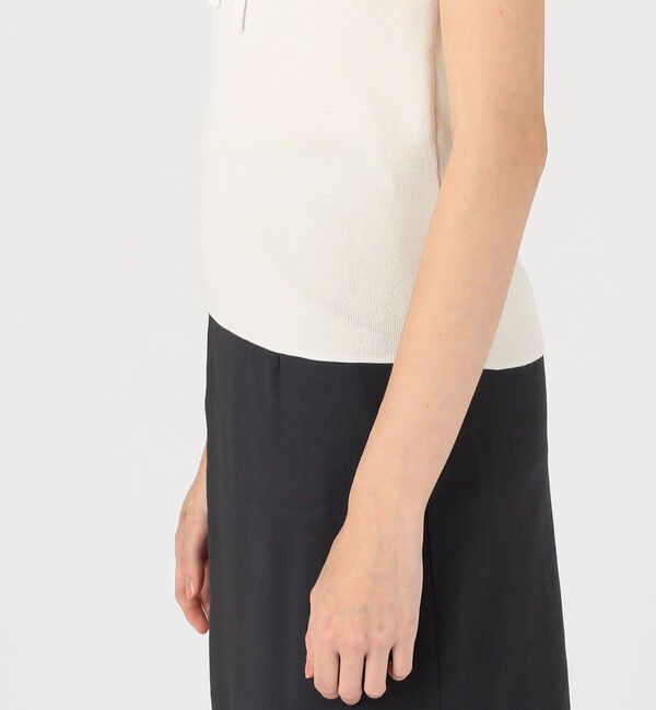 Ballsey「マテリアルコンビ フリルカラーノースリーブプルオーバー」|ニット・セーター|