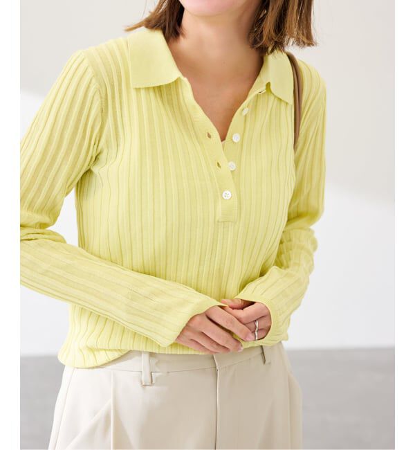 FRAMeWORK「リブニットポロシャツ」|ニット・セーター|イエロー