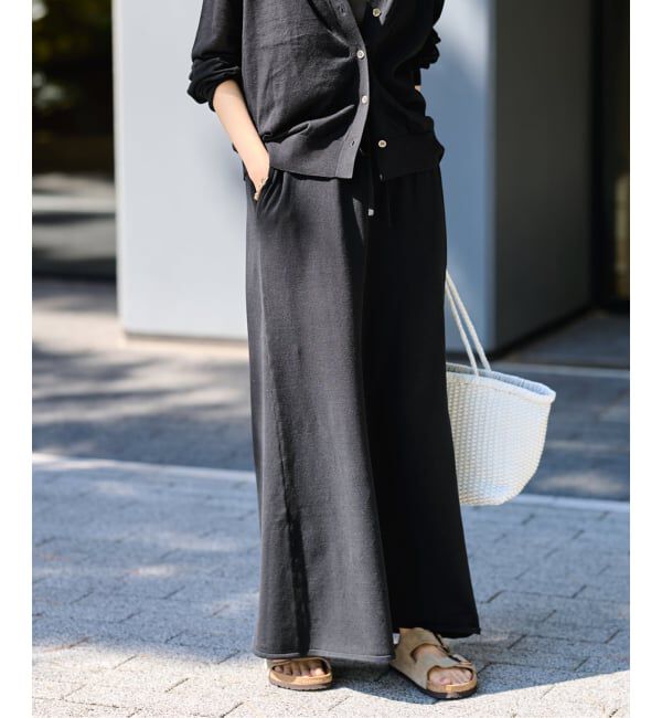 FRAMeWORK「≪予約≫シルク混綿麻天竺スカート」|スカート|ブラック