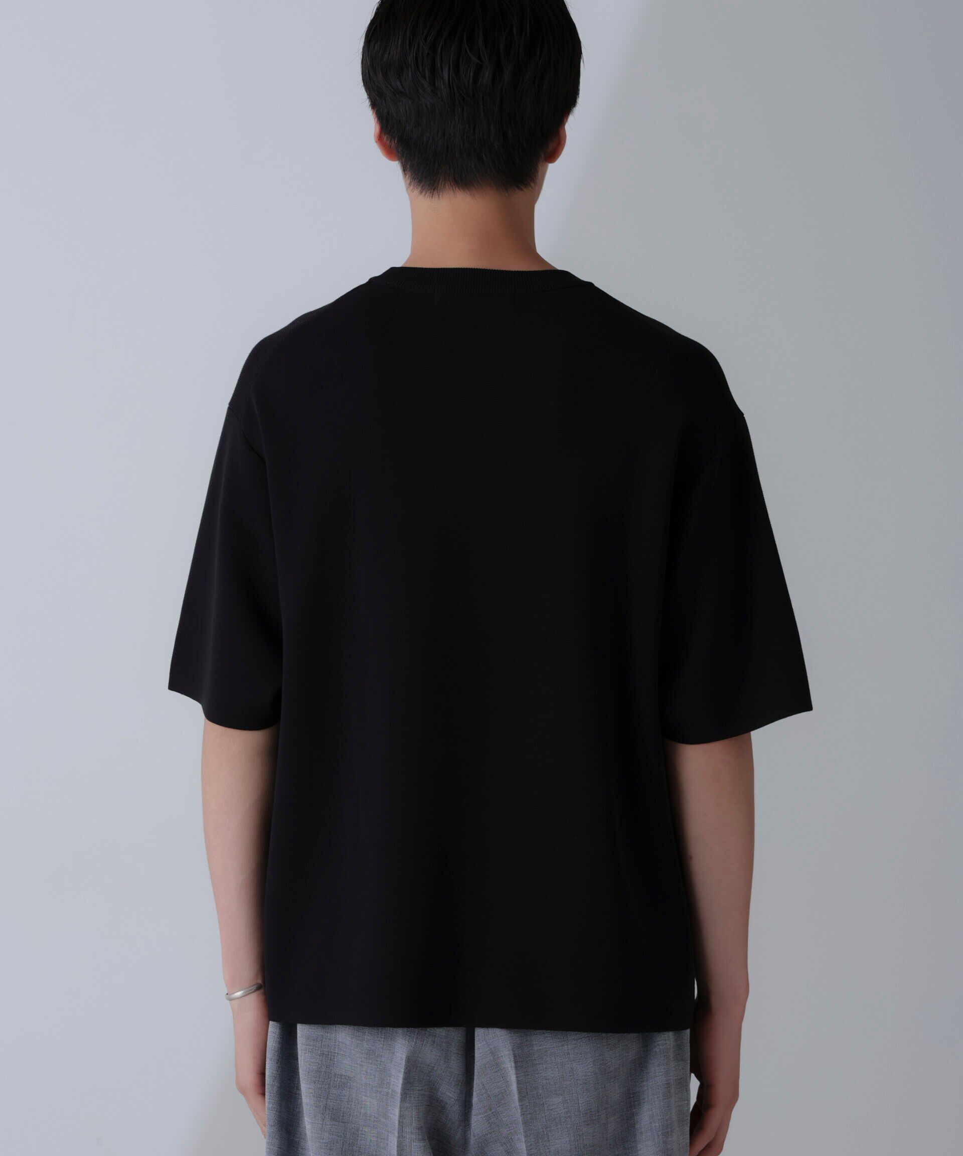 nano･universe「14ゲージミラノリブニット クルーネック 半袖(手洗い可能)」|ニット・セーター|