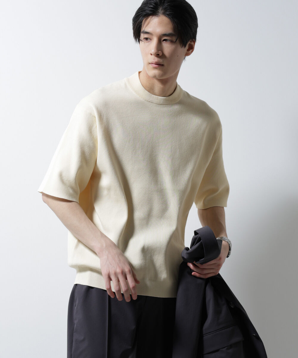 nano･universe「14ゲージミラノリブニット ジャケT型 半袖(手洗い可能)」|ニット・セーター|アイボリー7