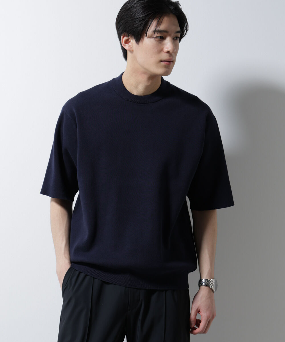 nano･universe「14ゲージミラノリブニット ジャケT型 半袖(手洗い可能)」|ニット・セーター|