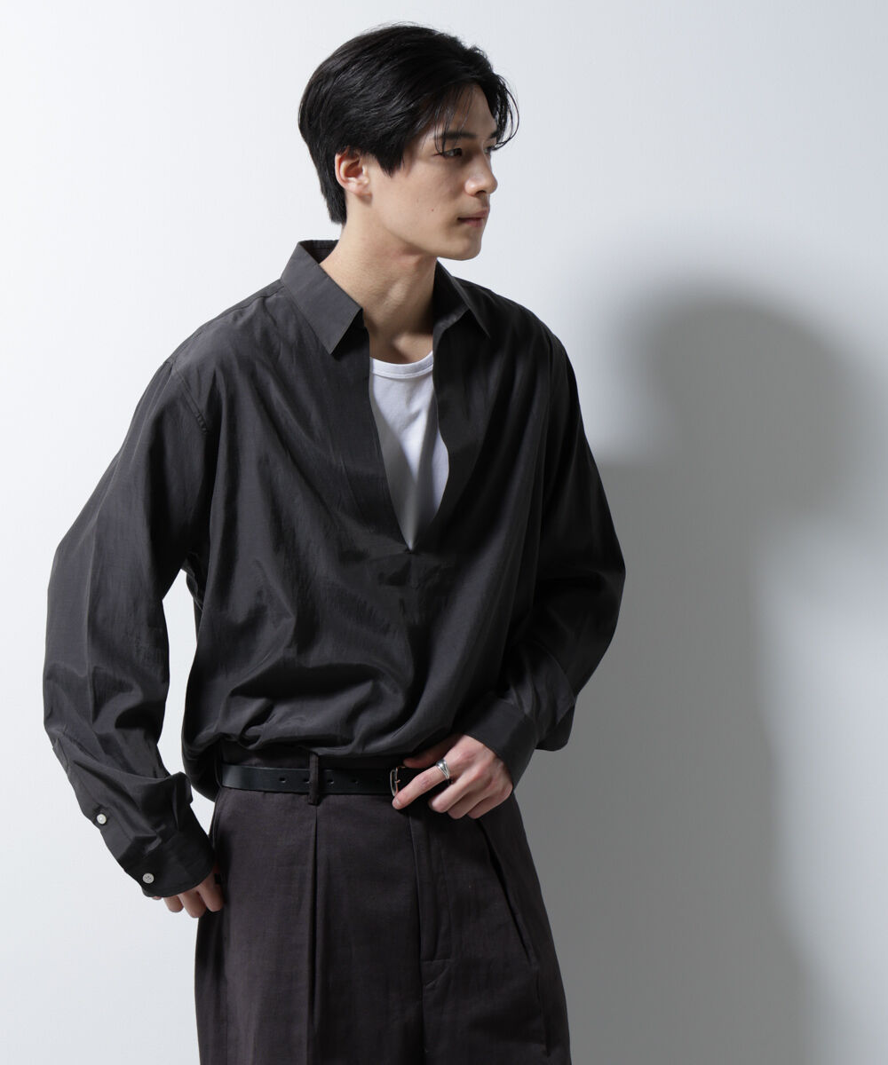 nano･universe「キュプラコットンバルーズシャツ 長袖」|シャツ・ブラウス|D.ブラウン2