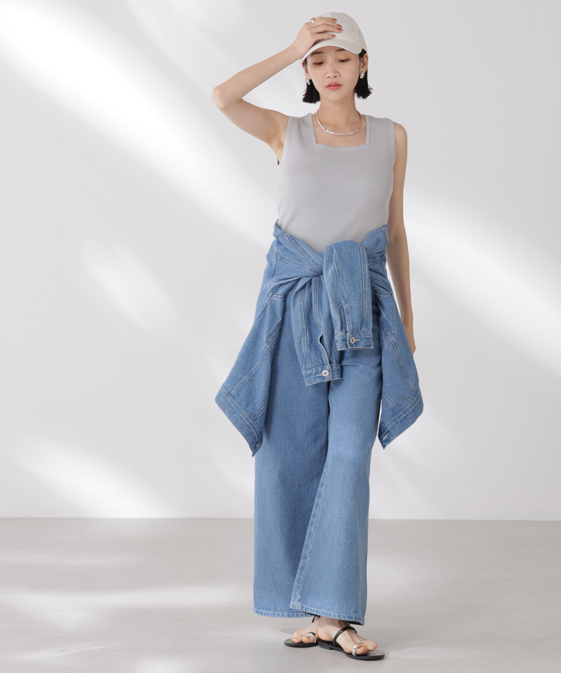 nano･universe「前後2wayスクエア＆クルーネックリブニットタンクトップ」|ニット・セーター|