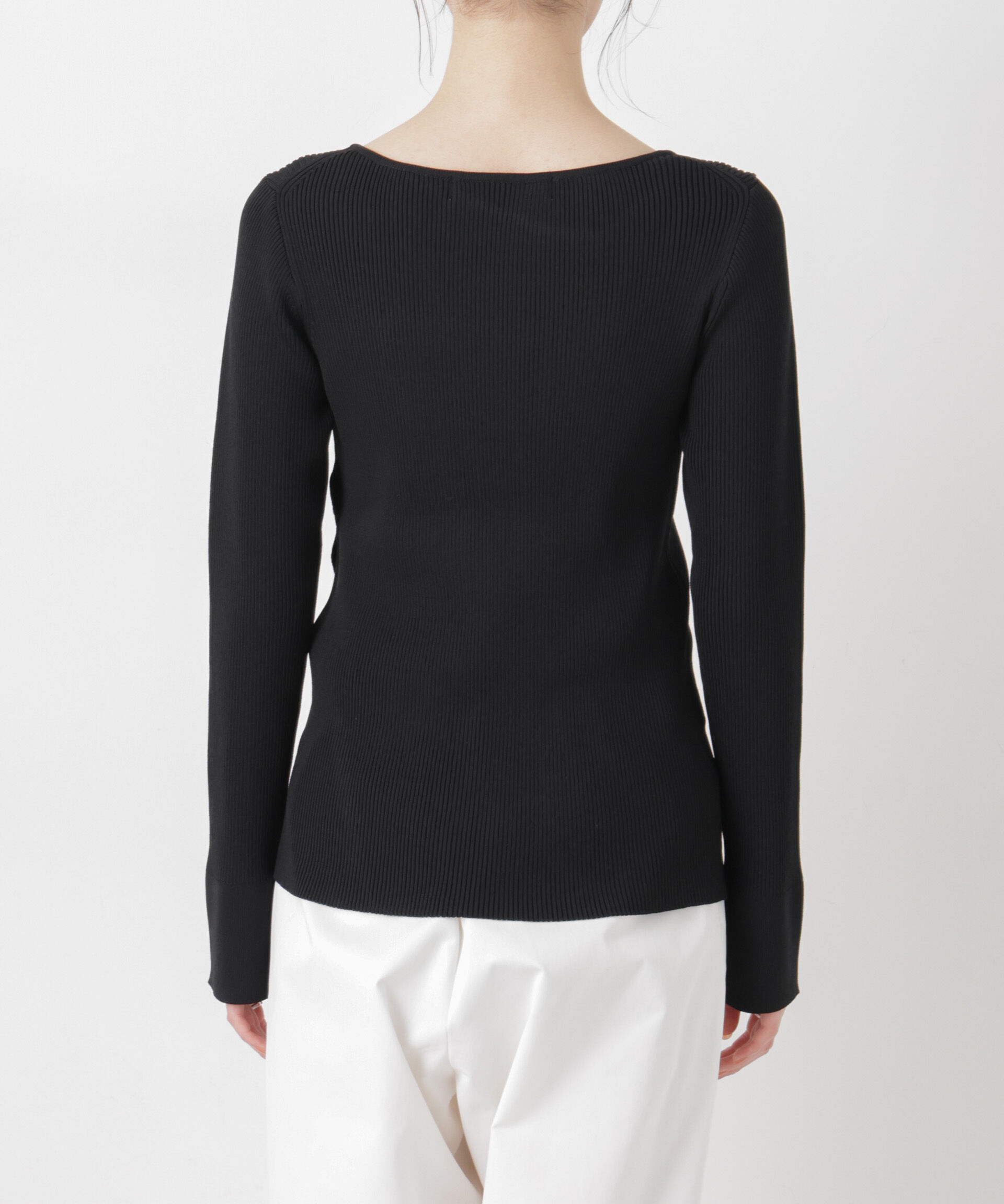 nano･universe「洗濯機洗可アシンメトリーネックデザインリブニット」|ニット・セーター|