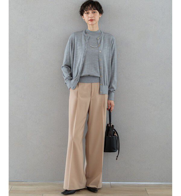 23区「【洗える】サステナブルウール モックネック 5分袖 ニット」|ニット・セーター|