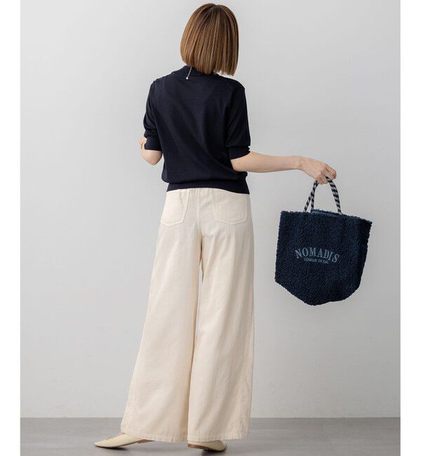 23区「【洗える】サステナブルウール モックネック 5分袖 ニット」|ニット・セーター|