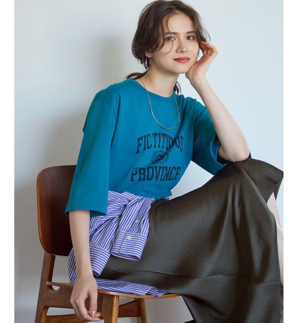 23区「【SLOW/一部店舗限定】MVSコットン ヴィンテージ風 ロゴTEE」|Tシャツ・カットソー|ダルブルー系