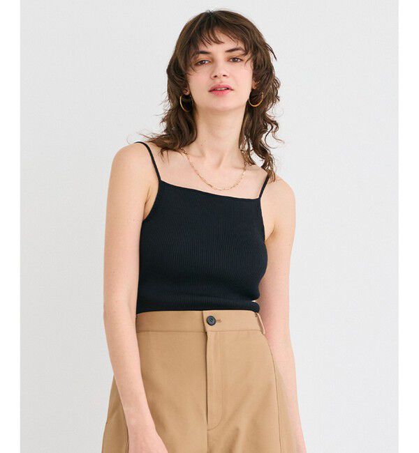 BEIGE,「【洗える】SENNA / インナーカップ付きリブニットキャミソール」|ニット・セーター|Black