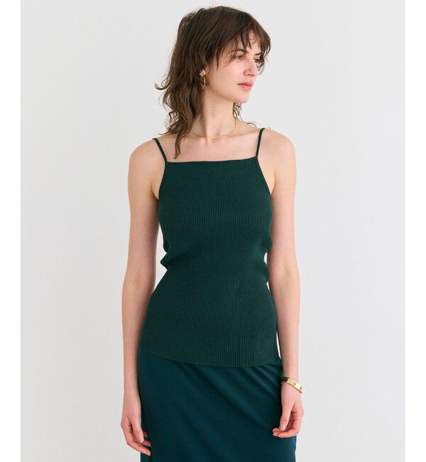 BEIGE,「【洗える】SENNA / インナーカップ付きリブニットキャミソール」|ニット・セーター|Forest Green