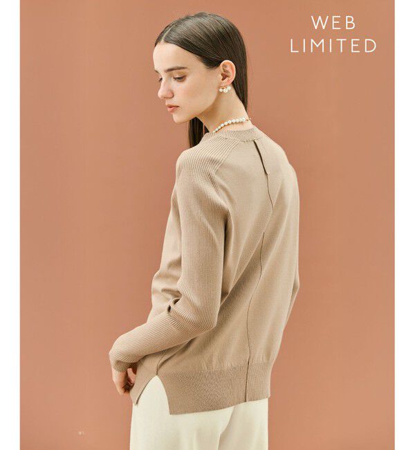 BEIGE,「【WEB限定・洗える】WILLOW / ストレッチクルーネックリブニット」|ニット・セーター|Milk Tea