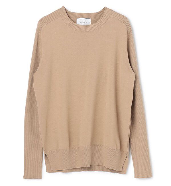 BEIGE,「【WEB限定・洗える】WILLOW / ストレッチクルーネックリブニット」|ニット・セーター|