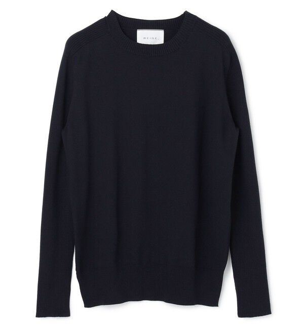 BEIGE,「【WEB限定・洗える】WILLOW / ストレッチクルーネックリブニット」|ニット・セーター|