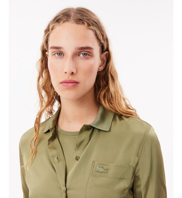 LACOSTE「リブニットカラーレーヨンシャツ」|シャツ・ブラウス|