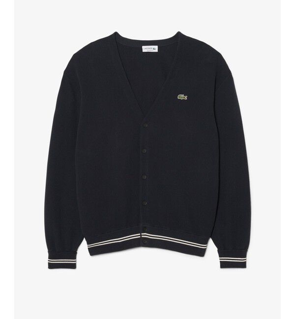 LACOSTE「リブニットステッチコットンニットカーディガン」|カーディガン|