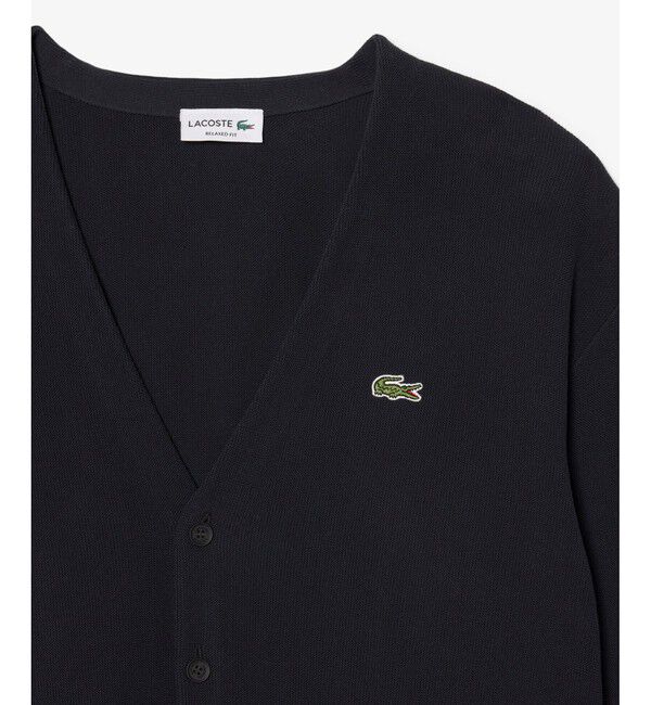 LACOSTE「リブニットステッチコットンニットカーディガン」|カーディガン|
