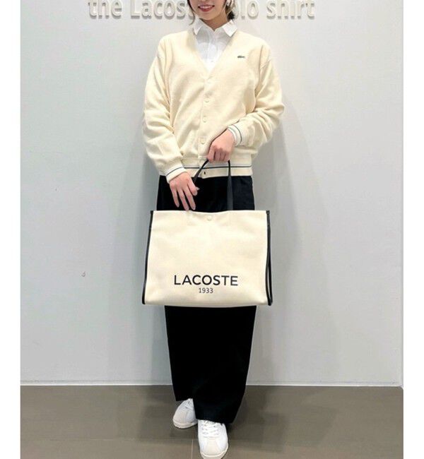 LACOSTE「リブニットステッチコットンニットカーディガン」|カーディガン|