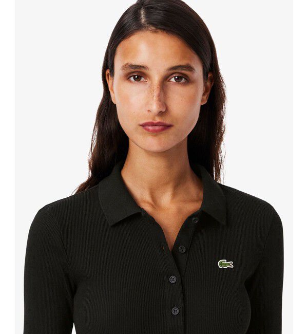 LACOSTE「スリムフィット ロングスリーブリブニットポロシャツ」|ポロシャツ|