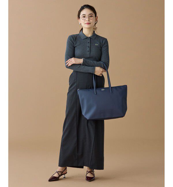 LACOSTE「スリムフィット ロングスリーブリブニットポロシャツ」|ポロシャツ|