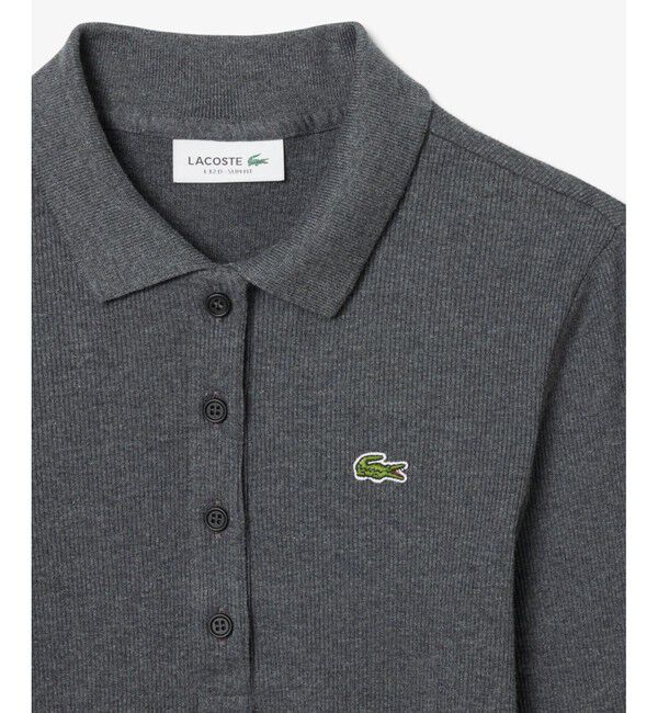 LACOSTE「スリムフィット ロングスリーブリブニットポロシャツ」|ポロシャツ|
