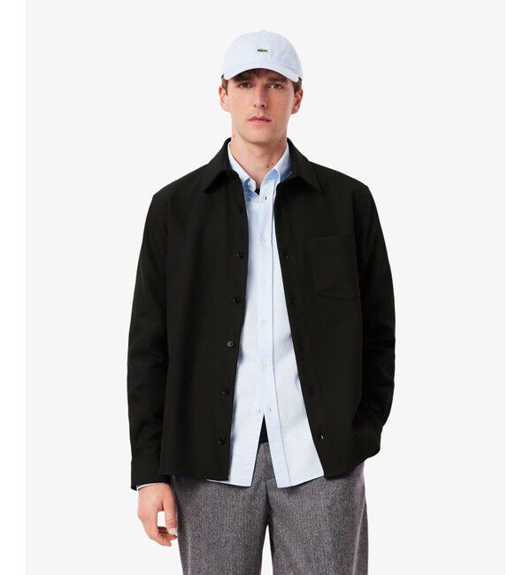 LACOSTE「ヘビーウェイト オーバーサイズダブルフェイスオーバーシャツ」|シャツ・ブラウス|ブラック