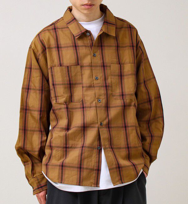 GLOSTER「【奥行きのある色合い】オンブレチェック ロングスリーブシャツ」|シャツ・ブラウス|ブラウン系その他