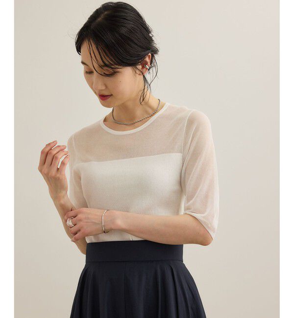 ROPE「シアーリブニット/洗える」|ニット・セーター|ホワイト(10)