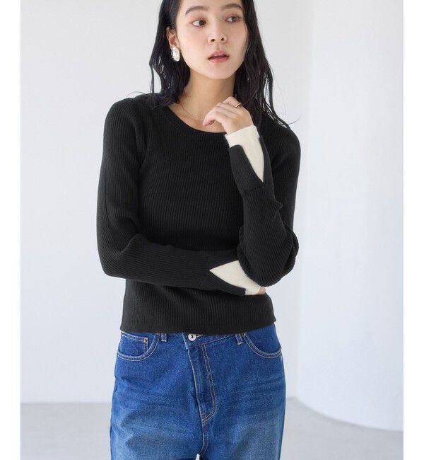 VIS「配色ダブルスリーブリブニット」|ニット・セーター|