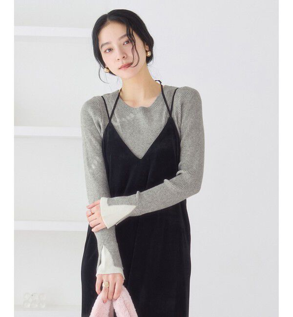 VIS「配色ダブルスリーブリブニット」|ニット・セーター|
