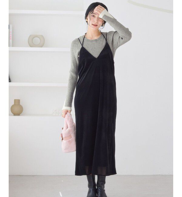 VIS「配色ダブルスリーブリブニット」|ニット・セーター|