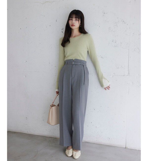 VIS「配色ダブルスリーブリブニット」|ニット・セーター|