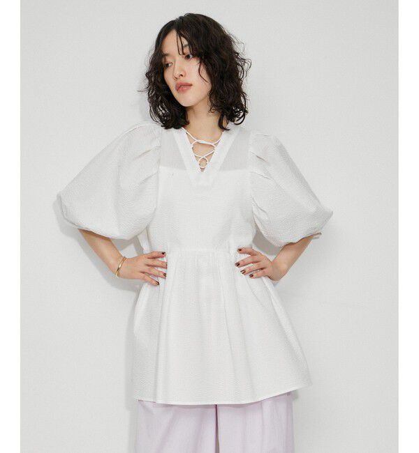 ADAM ET ROPE'「【WEB限定】2WAYバルーンスリーブチュニック」|シャツ・ブラウス|