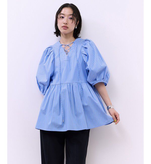 ADAM ET ROPE'「【WEB限定】2WAYバルーンスリーブチュニック」|シャツ・ブラウス|サックス(48)