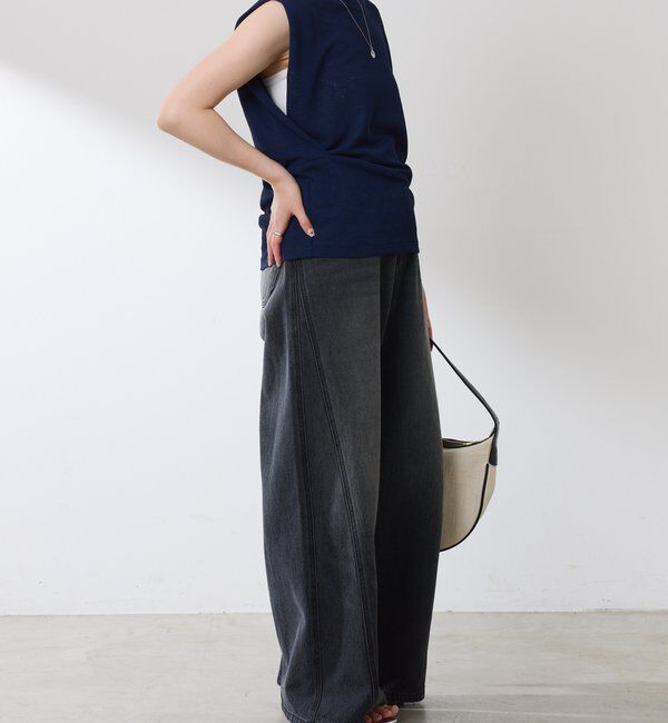  「【ウエスト調整できる】Q.anos ルーズアジャストデニム」|デニム|