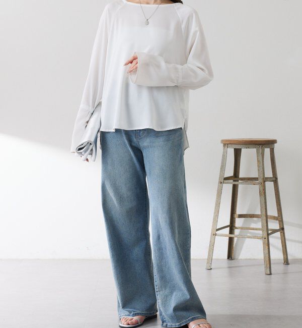  「袖フレアサテンブラウス」|シャツ・ブラウス|